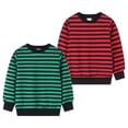 thumbnail image 1 of KYAIGUO Toddler Girls Striped Color Block Sweatshirts for Kids Crewneck Long Sleeve Pullover Tops Loose Sweatsuit T-Shirt Spring Autumn 4-12Y, 1 of 6