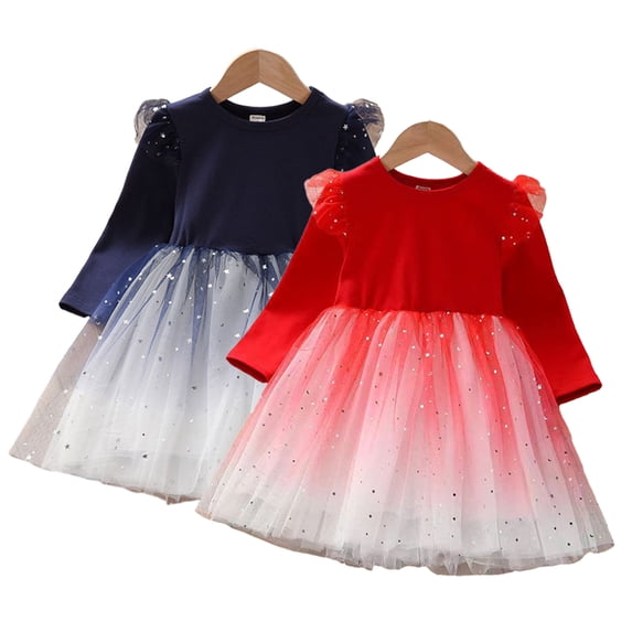 KYAIGUO Toddler Girls Tulle Princess Dresses Winter Long Sleeve Flower Tutu Party Onesies Dress Ruffle Birthday Wedding Dress