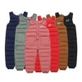 thumbnail image 1 of KYAIGUO Toddler Kids Baby Bib Overalls Suspender down Cotton Pants for Boys Girls Fall Winter Solid Straps Cotton Trousers Halter Romper Jumpsuit Bottom Outfit 1-8T, 1 of 8