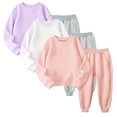 thumbnail image 1 of KYAIGUO Toddler Kids Baby Boy Sweatsuits Outfits Sweatshirt Top Pants Set Solid Color Tops Sweatpants Set Casual Clothes Outfit for 1-12Y, 1 of 5