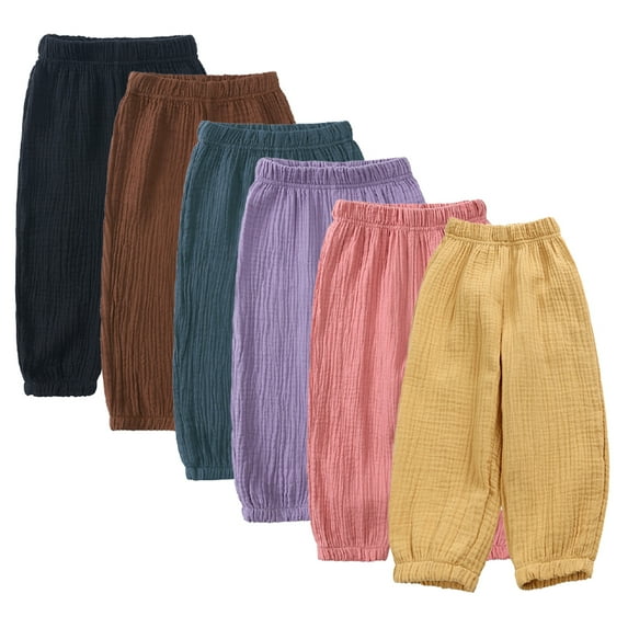 KYAIGUO Toddler Kids Baby Boys Girls Sweatpants Cotton Trousers Elastic Solid Color Active Pants Long Pants Casual Joggers Mosquito Pants Soft Pants for 1-8 Years