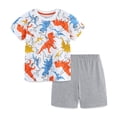 thumbnail image 1 of KYAIGUO Toddler Kids Boys Dinosaur Pullover T-Shirt Shorts Set 2 PCS Baby Short-Sleeve Top + Short Set for 2-7 Years Old, 1 of 7