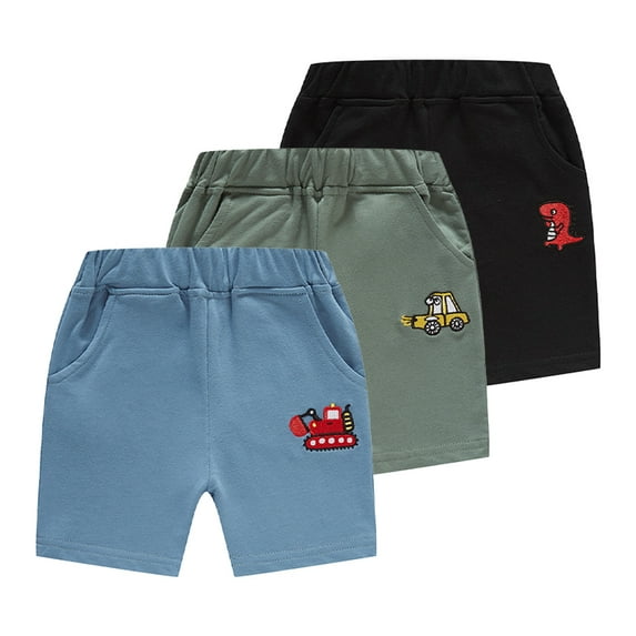 KYAIGUO Toddler Kids Boys Girls Elastic Shorts Pants Baby Summer Casual Pants Quarter Pants Cotton Cartoon Print Casual Athletic Pants for 1-10Years