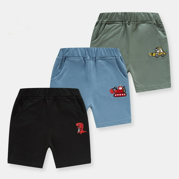 KYAIGUO Toddler Kids Boys Girls Elastic Shorts Pants Baby Summer Casual Pants Quarter Pants Cotton Cartoon Print Casual Athletic Pants for 1-10Years