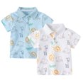 thumbnail image 1 of KYAIGUO Toddler Kids Boys Summer Lapel T-Shirt Short Sleeves Button Cotton Shirt Baby Cartoon Casual Tee Shirt Tops for 2-10 Years Old, 1 of 11