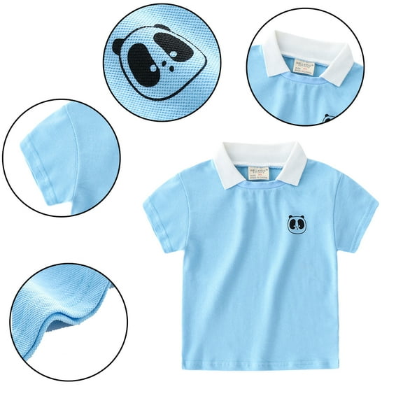 KYAIGUO Toddler Kids Boys Summer T-Shirt 1-5Y Baby Short Sleeves Lapel Tee Shirt Summer Pullover Cotton Comfortabl Cute T-Shirt
