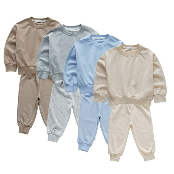 KYAIGUO Toddler Kids Boys Sweatshirt 2PCS Outfits Baby Spring Fall Pullover Cotton Long Sleeve Sweatsuit Sweatpants Sets 12 M-9Y