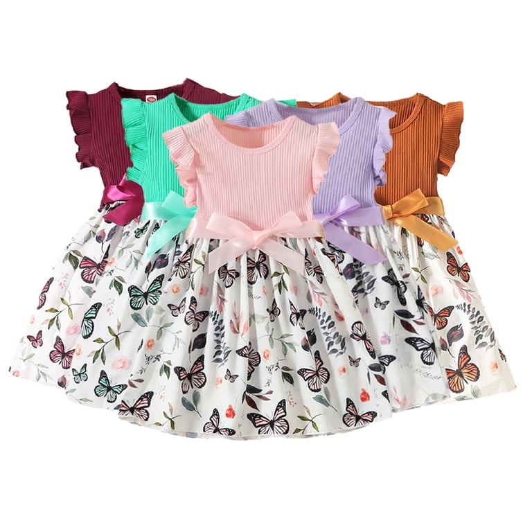 KYAIGUO Toddler Kids Girls Casual Dress 3-7 Years Printed Summer Dress Sleeveless Jersey Dresses Twisted Sundress for Girls Baby