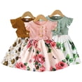 thumbnail image 1 of KYAIGUO Toddler Kids Girls Summer Dresses 12M-8Years Infant Floral Swing Skirt Newborn Ruffles Lace Girls Fashion Short Sleeve Clothes, 1 of 8