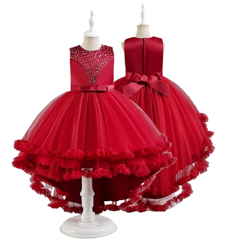 Girls Princess Red Flower Embroidery Tutu Dress Girls Princess Red Flower Embroidery Tutu Dress