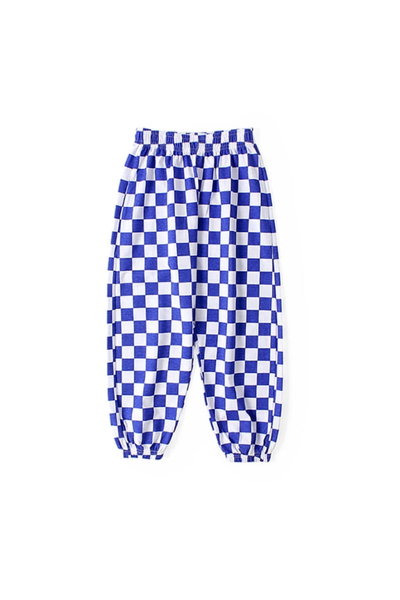Toddler Kids Plaid Cotton Pants for Boys 4-12T Comfy Casual Cotton Jogger Pants Active Harem Trousers