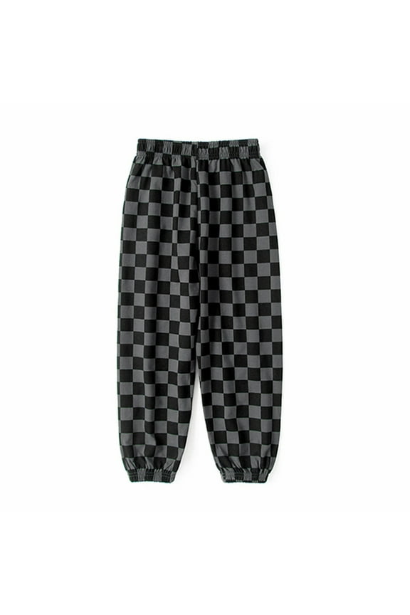 Toddler Kids Plaid Cotton Pants for Boys 4-12T Comfy Casual Cotton Jogger Pants Active Harem Trousers