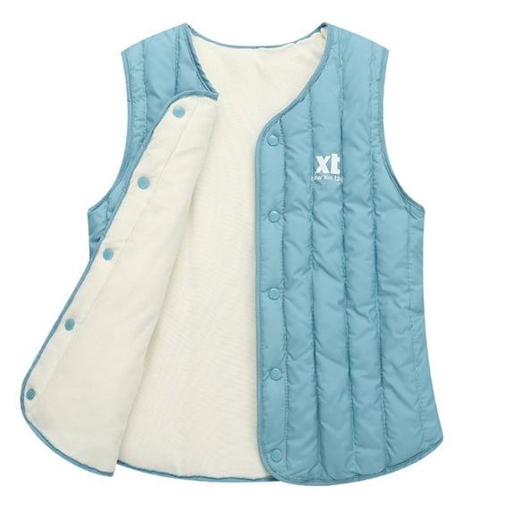 KYAIGUO Toddler Kids Puffer Down Vest Jacket for Girls Boys 5-12Y Winter Crewneck Sleeveless Outerwear Solid Color Warm Vest Waistcoats Coats