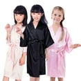 thumbnail image 1 of KYAIGUO Toddler Kids Silky Satin Bathrobe for Girls,2-14Y Teen Girls Summer Night-Robe Lounge Robes Baby Solid Color Sleepwear Bathrobe, 1 of 9