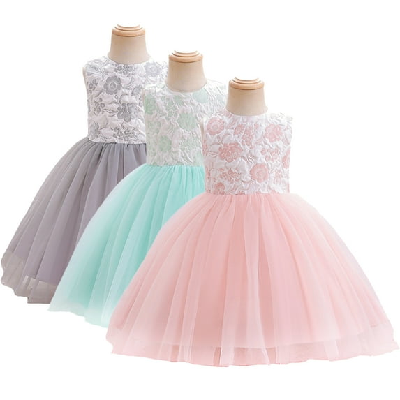 KYAIGUO Toddler Kids Tutu Dress for Girls Evening Wedding Birthday Party Dresses Baby Embroidery Princess Dresses Flower Newborn Girls Tulle Ball Gown