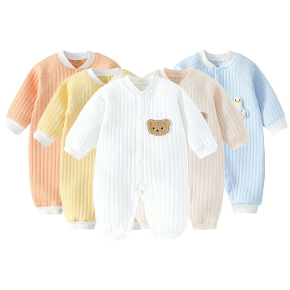 KYAIGUO Toddler Newborn Fall Winter Jumpsuit for Boys Girls 1M-24M Thick Warm Cotton One-Piece Rompe Baby Crawling Clothes Long Sleeved Jumpsuit