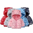 thumbnail image 1 of KYAIGUO Toddler Newborn Zipper down Jacket Coat Winter Coats Lightweight Puffer down Long Sleeve Top Hooded Coat with Cute Bear Ears, 1 of 7
