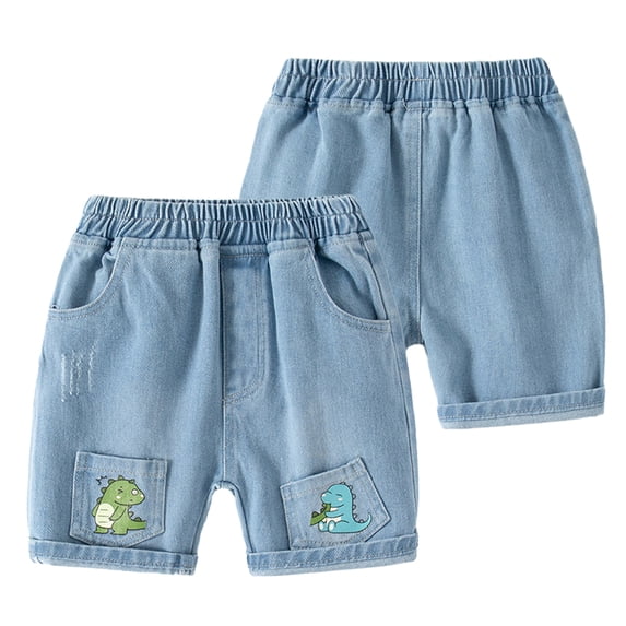 KYAIGUO Toddler kids Boys Casual Denim Shorts for Baby Cartoon Pattern Jean Short 1-7 Years Outdoor Sports Short with Pocket for Boys