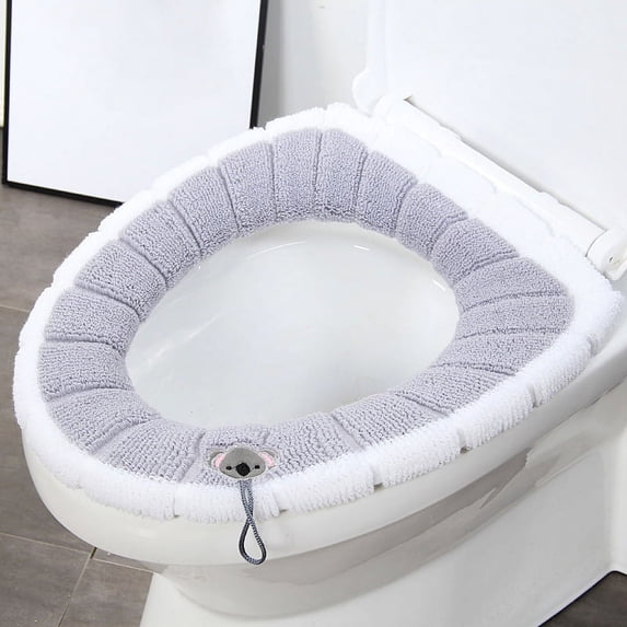 KYAIGUO Toilet Seat Cushion Bathroom Soft Thick Toilet Seat Pad Machine Washable Reusable Easy to Install (Grey)
