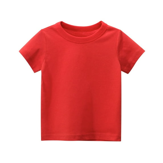 KYAIGUO Unisex Baby Crew Neck T-Shirt Toddler Kids Short Sleeve Solid Color Tees Shirts Summer 100% Organic Cotton T-Shirt Blouse for 1-9 Years Old
