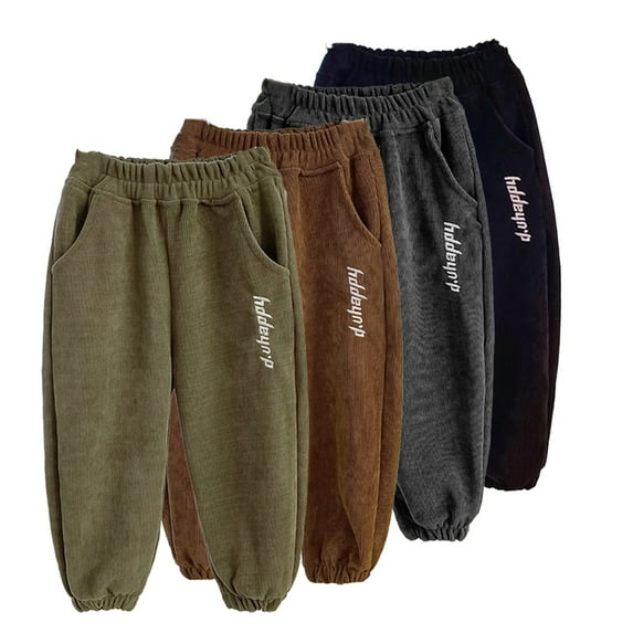 KYAIGUO Unisex Kids Corduroy Sweatpants Elastic Waist Winter Jogger Pants for Toddler Baby Loose Bottoms Sweat Pants for Boys Girls 9M-12Y