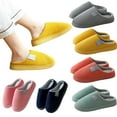 thumbnail image 1 of KYAIGUO Warm Cotton House Slippers for Womens Mens Plush Cotton Slippers Winter Couple Thick Bottom Indoor Non-slip Bedroom Shoes Size 5-9.5, 1 of 9