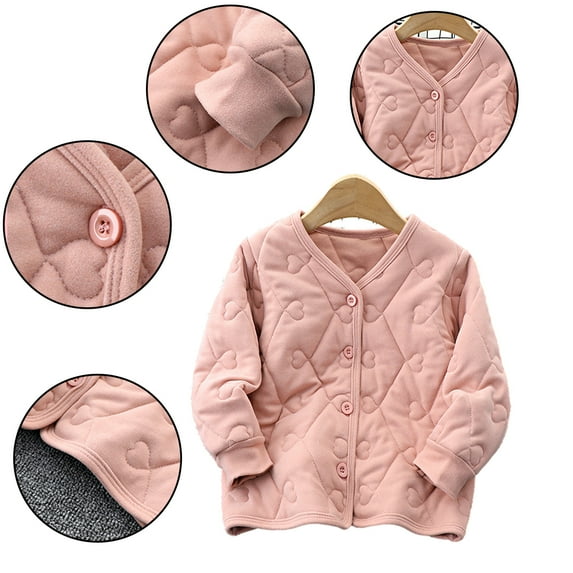 KYAIGUO Winter Boys Girls Outerwear Jackets Warm Cotton Lining Cotton Lining Kids Lightweight Fleece Jacket Button up Soft Lining for 4-13Y