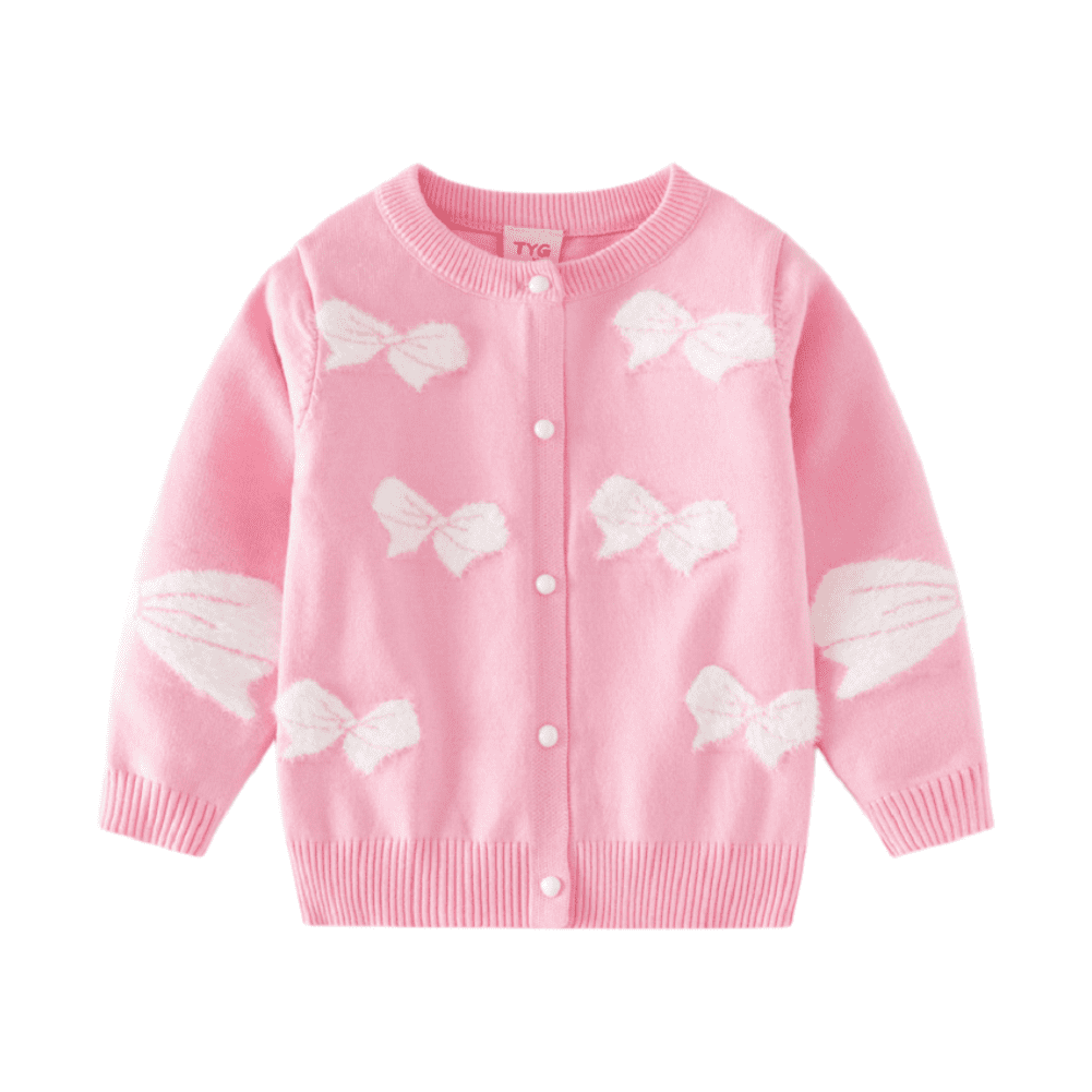 SYNPOS Toddler Girl Cardigan Sweater Crewneck Knit Cardigan