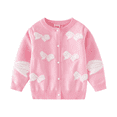 thumbnail image 1 of KYAIGUO Winter Kids Girls Cardigan Sweater Coat Comfortable Baby Sweater Cardigan Buttons Bowknot Woolen Knit Jacket Long Sleeve Toddler Girls for 2-7Y, 1 of 9