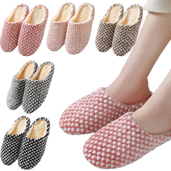KYAIGUO Adults Thick Slippers House Slippers Winter Bedroom Cozy Fuzzy Slip-On Shoes for Men's and Women's Slippers