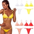 thumbnail image 1 of KYAIGUO Women Beach Bikini Set Two Piece Swimsuit Triangle Bathing Suits Double Shoulder Straps Bikini Set Solid Color Swimwear, 1 of 11