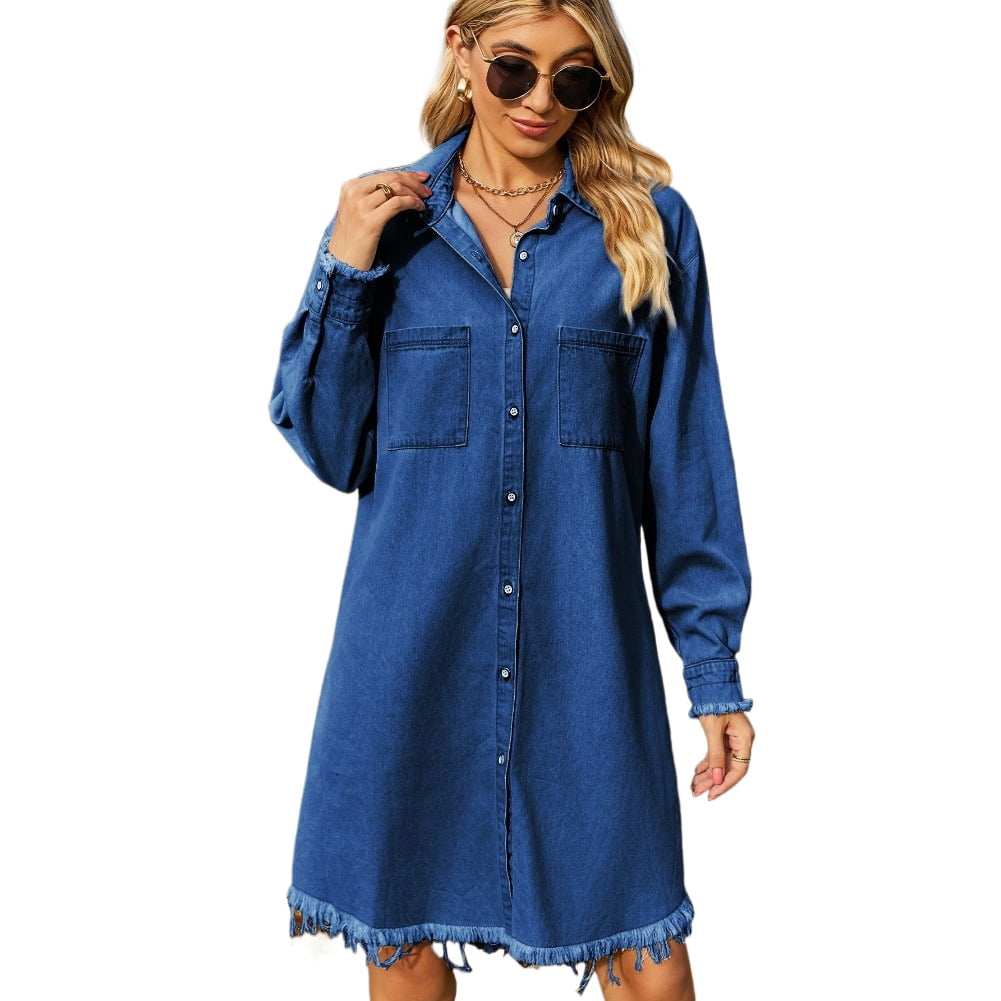 Generic Women Spring Autumn Denim Dress Windbreaker Single