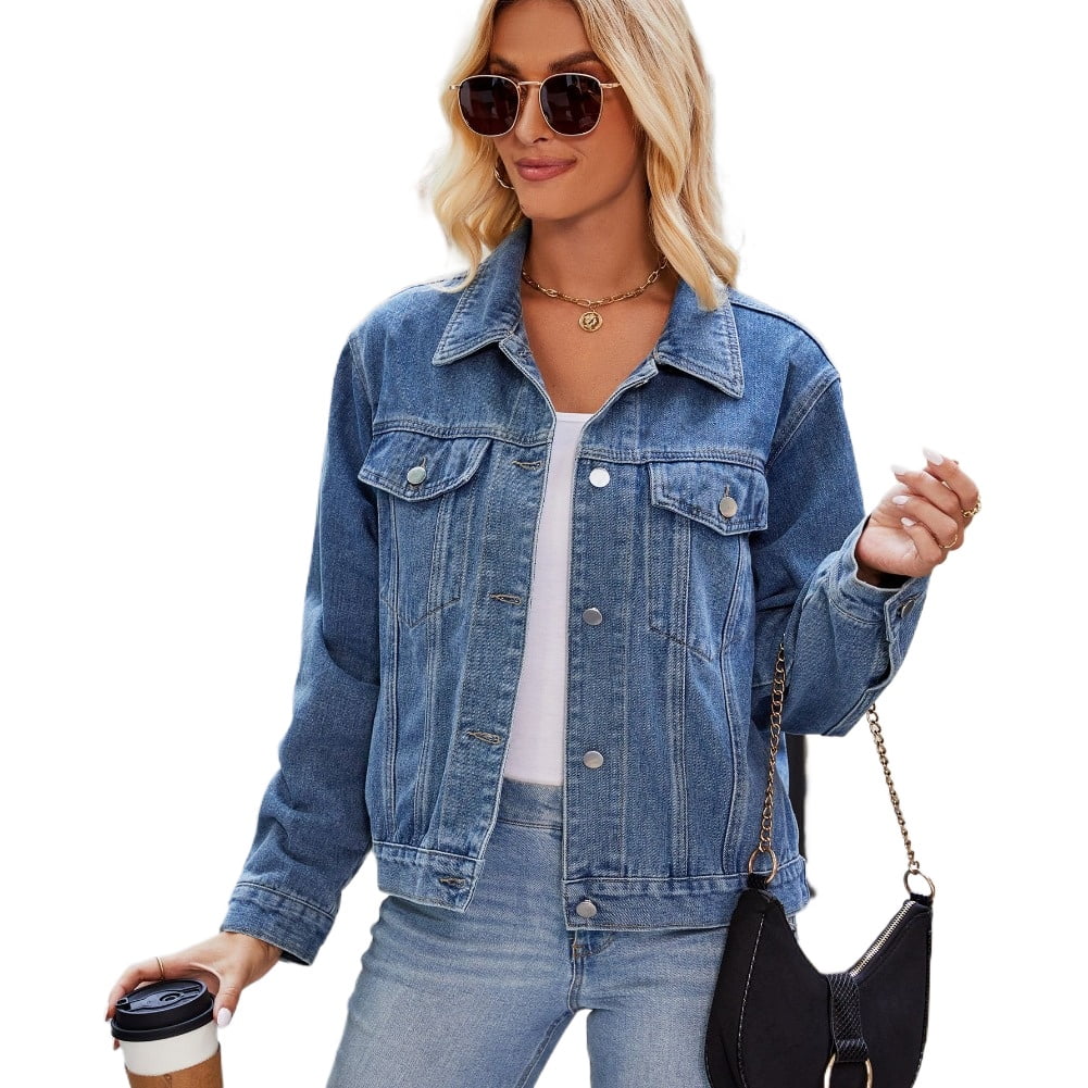 KYAIGUO Women's Denim Jean Jacket,S-XL Oversize Vintage