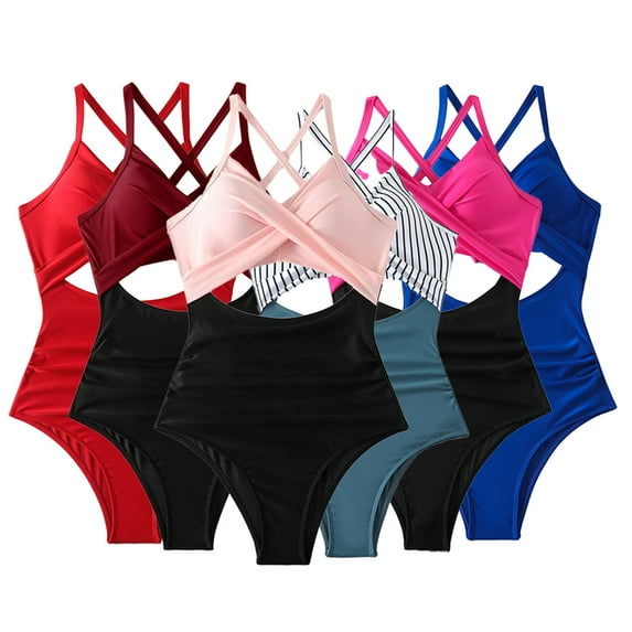 KYAIGUO Women's One Piece Swimsuit Backless Strappy Cross Monokini High Waist Beach Bathing Suit Cross Backless Bikini One Piece Quick Dry Swimwear
