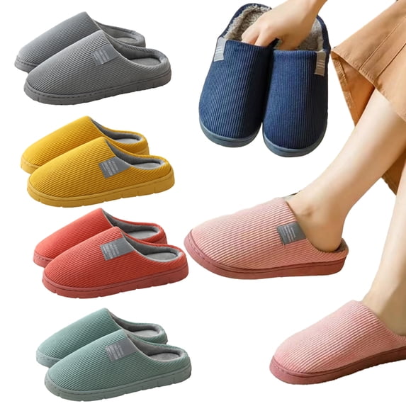 KYAIGUO Womens Mens Furry Indoor Floor Slippers Couple Winter Home Slippers ,unisex Non-slip Fall House Soft Shoes Size 5-9.5