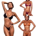 thumbnail image 1 of KYAIGUO Womens Two Piece Swimsuit Solid Color Bikini Set 2PCS Triangle Bathing Suits Beach Halter Swimwear for Women, 1 of 11