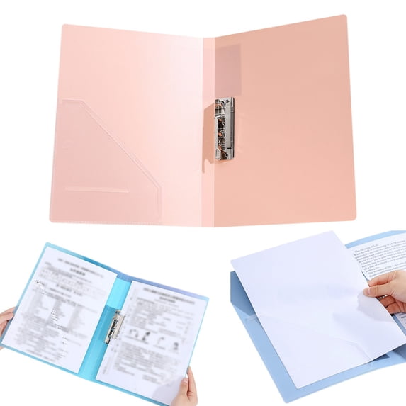 Ktoot Punchless Clamp Binder Ringless Binder with Metal Clip Report Cover Document Folder Letter Size Folder Punchless Binder Fits 8.5x11 Paper Pink File Folder for Documents Home Office