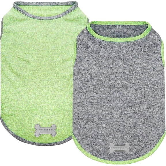 KYEESE 2 Pack Dog Shirts, Quick Dry Soft T-Shirt for Small Medium and Large Dogs, Green+Grey, M