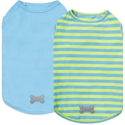 KYEESE 2Pack Dog Shirts, Blue+Striped Dogs T Shirts, Dog Shirt for Small Dogs, M