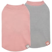 KYEESE 2Pack Waffle Dog Shirts, Pink+Grey, Dog Shirt for Small Dogs, M