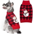 thumbnail image 1 of KYEESE Dog Christmas Sweater, Red Black Plaid with Snowman Pattern, Dog Sweater for Small Dogs, S, 1 of 8