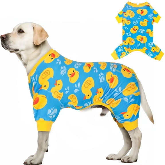 KYEESE Dog Pajamas, Blue Floating Duck Pattern Dog Pjs, Dog Pajamas for Medium Dogs, 2XL