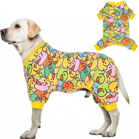 KYEESE Dog Pajamas, Colorful Duck Pattern Dog Pjs, Dog Pajamas for Medium Dogs, 2XL