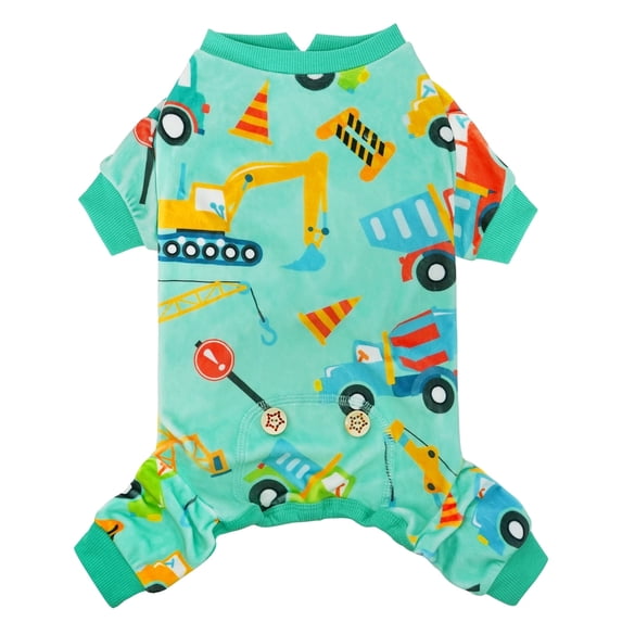 KYEESE Dog Pajamas, Construction Vehicles Pattern Dog Pjs, Dog Pajamas for Small Dogs, M