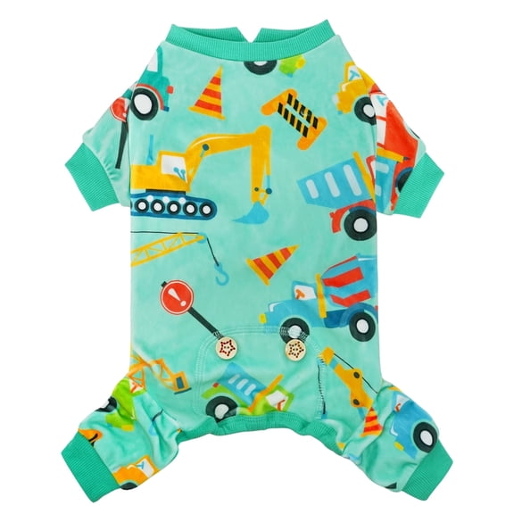 KYEESE Dog Pajamas, Construction Vehicles Pattern Dog Pjs, Dog Pajamas for Small Dogs, XL