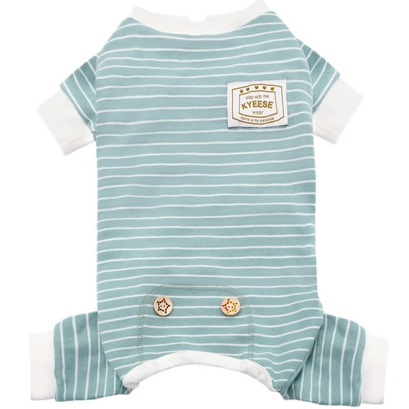 KYEESE Dog Pajamas, Green Stripe Dog Pjs, Dog Pajamas for Small Dogs, L