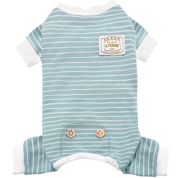 KYEESE Dog Pajamas, Green Stripe Dog Pjs, Dog Pajamas for Small Dogs, L