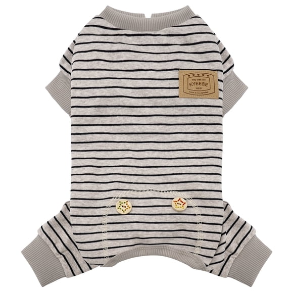 KYEESE Dog Pajamas, Ivory Brown Stripe Dog Pjs, Dog Pajamas for Small Dogs, M