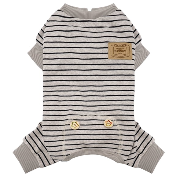 KYEESE Dog Pajamas, Ivory Brown Stripe Dog Pjs, Dog Pajamas for Small Dogs, M