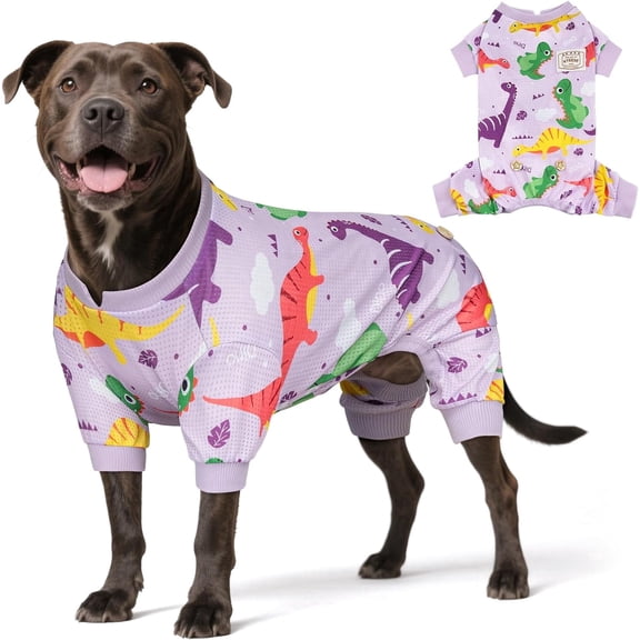 KYEESE Dog Pajamas, Lightweight Summer Pjs for Small Medium and Large Dogs, Dinosaur, M